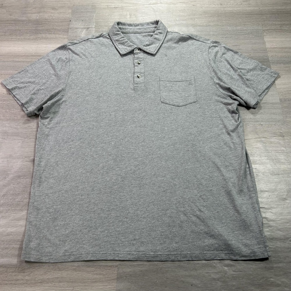 Free Fly Polo Shirt Mens XL Gray Bamboo Cotton Blend Pocket Casual Comfort